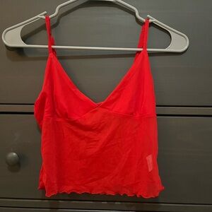 Red Going Out Strap Crop Top